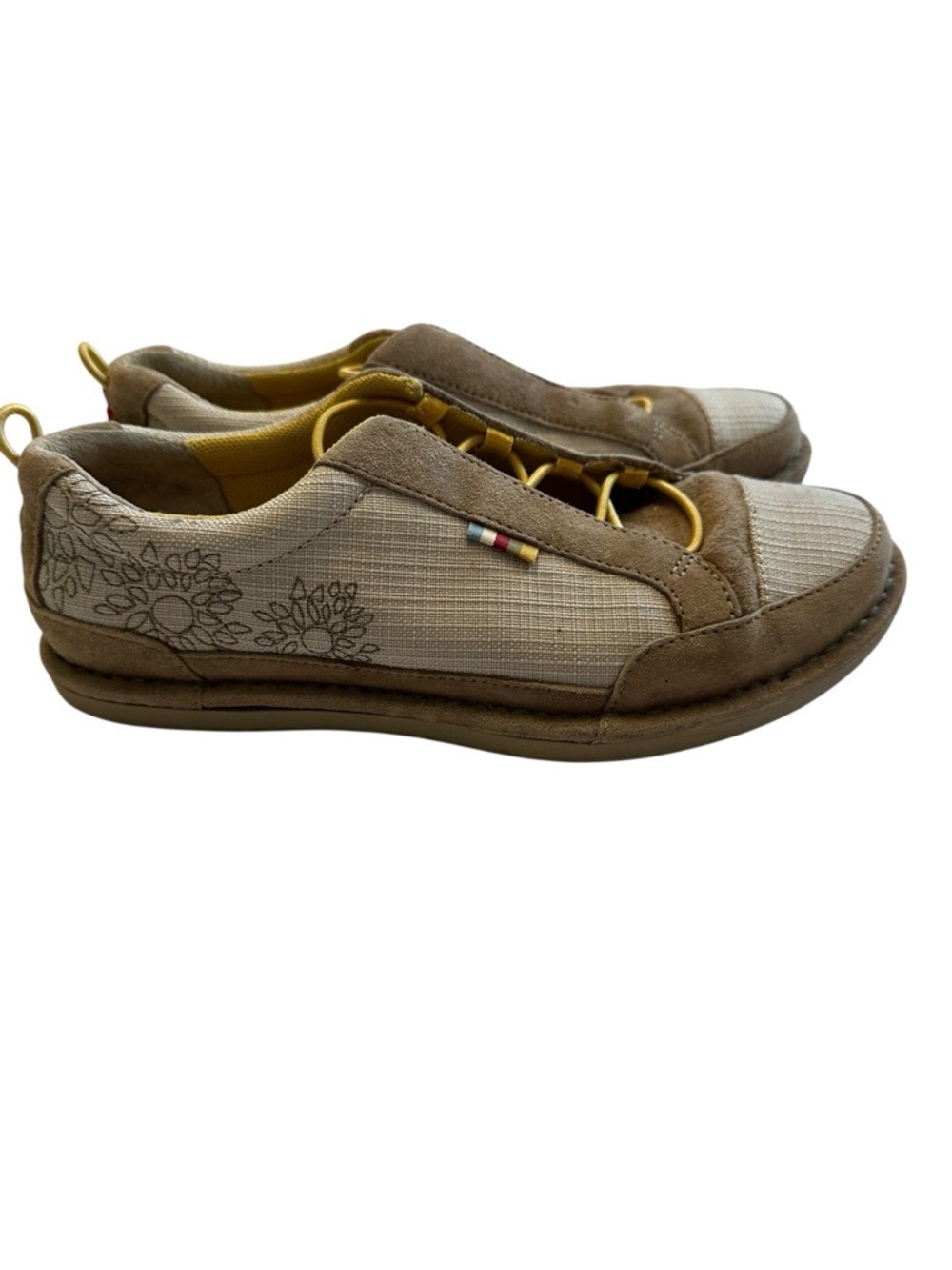 The North Face Tan Canvas Suede Floral Casual Sneakers Comfort Shoes Womens 5.5